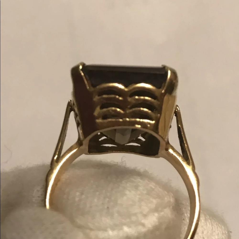 21k yellow gold black stone ring - Picture 4 of 7